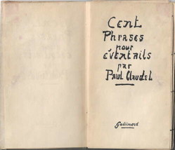 Cent phrases pour eventails Paul Claudel Haiku Poetry Book 1942 - £83.52 GBP