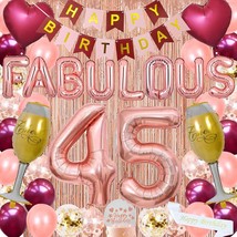 Fancy 45Th Birthday Decorations Supplies For Girls And Women Burgundy Pink Happy - $33.99