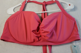 Coastal Blue Bikini Top Womens Size 1X Pink Nylon V Neck Halter Straps P... - $8.49
