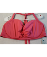 Coastal Blue Bikini Top Womens Size 1X Pink Nylon V Neck Halter Straps P... - £6.63 GBP