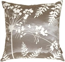 Pillow Decor - Gray with White Spring Flower &amp; Ferns Pillow 20x20 KB1-00... - $29.95