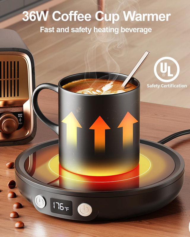 SWEETFULL Mug Warmer - Upgraded 36W Coffee Cup Warmer for Desk with 130℉-176℉ Di Item image 2