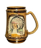 Vintage Tribal Beer Stein Southwestern Indian Chief, Indigenous ceramic mug - $9.99