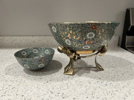 2 ACF Knobler Japanese Porcelain Floral Vintage Fruit Storage Bowls Dishes Lot - $49.46