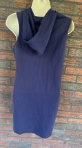 Love Fire Sleeveless Dress Medium Jersey Hoodie Pockets Navy Blue - £4.55 GBP