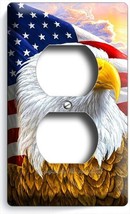 AMERICAN FLAG BALD EAGLE OUTLET WALL PLATE PATRIOTIC ART MAN CAVE ART RO... - $11.99