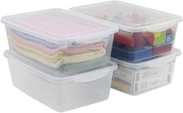 Plastic Latch Boxes/Containers With Lid, 14 Quart Clear Storage Bin,, 4 Packs. - £31.45 GBP