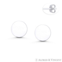 8mm Flat Round Circle Disc Solid .925 Sterling Silver Stud Earrings w Push-Backs - £11.95 GBP