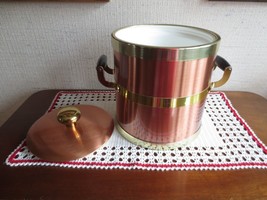 1960&#39;s Kraftware COPPER Handled ICE BUCKET w/Gold Trim &amp; Plastic Liner--... - £14.26 GBP