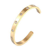 Hot Sell Beautiful 9 Zircon Cuff Love Bangle For Women And Men Top Quality Jewel - £11.81 GBP