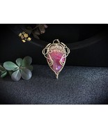 Handmade beautiful brass pendant with purple Dragon Veins Agate, Boho style - $123.00