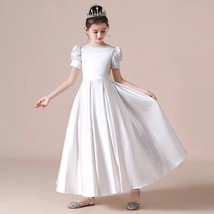 Girls Satin First communion Dress Wedding Performance Flower girl Princess Dress - £93.27 GBP