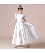 Girls Satin First communion Dress Wedding Performance Flower girl Princess Dress - £93.29 GBP