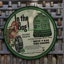 Vintage 1955 ACCO Weed V-Bar Tire Chains Porcelain Gas &amp; Oil Sign - £98.32 GBP