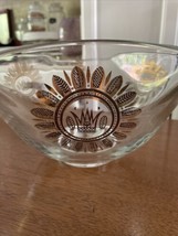Vintage MCM Georges Briard Gold Medallion Crown Glass Punch Serving Bowl - £13.88 GBP