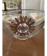 Vintage MCM Georges Briard Gold Medallion Crown Glass Punch Serving Bowl - $15.68