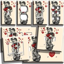 Romantic Clown Hearts Roses Drawing Art Lightswitch Outlet Wall Plate Room Decor - £9.58 GBP+