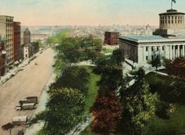 c1910 High Broad St Columbus OH Statehouse Horses Buggy Vintage Postcard Aerial - £14.34 GBP
