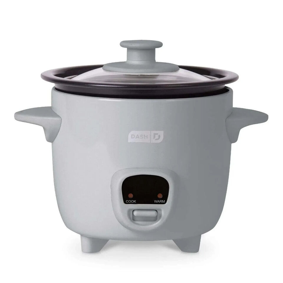 Dash DRCM200RMGY04 Mini Rice Cooker/Steamer with Removable Nonstick Pot - Grey