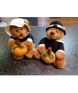 Plushland 2000 Pilgrim Plush Thanksgiving Bears Fall Harvest Pumpkin 5&quot; - $40.72 CAD