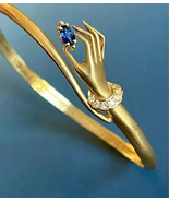 3Ct Marquise Cut Lab Created Sapphire Women&#39;s Bangle in 14K Yellow Gold ... - $3,203.65 MXN
