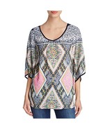 Status by Chenault Womens Printed Cold Shoulder Pullover Top Navy XL - £28.09 GBP