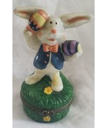 Bunny Rabbit Trinket Box Ceramic 3 1/2&quot; Easter - £7.99 GBP