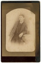 Circa 1880&#39;S Cabinet Card Featuring Handsome Young Man In Suit By James Porter - £7.44 GBP