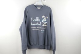 Vintage 90s Mens Medium Health Assistant Fun Person Funny Sweatshirt Steel Blue - £28.82 GBP