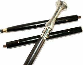 Wooden Walking Stick Long Knob Brass Handle Adjustable Cane For Senior & Adult - £46.94 GBP