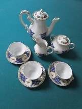 Zsolnay Hungary Antoinete Coffee Set 9 Pcs FLORAL/WHITE And Gold Accent 1960s - £190.73 GBP