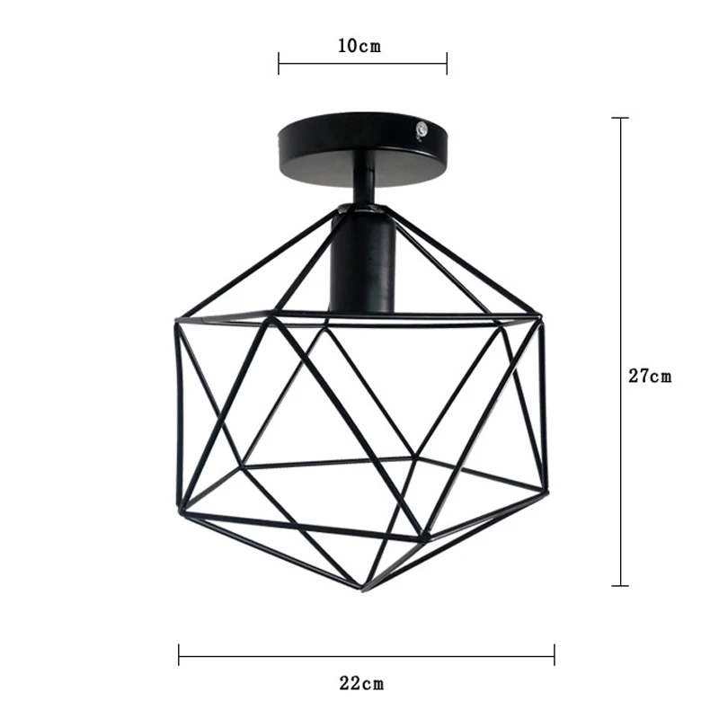 Iron black cage ceiling light personality diamond style e27 ceiling lamp for home decor thumb200