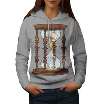 Wellcoda Clock Time Skull Womens Hoodie, Scary Casual Hooded Sweatshirt - £29.59 GBP