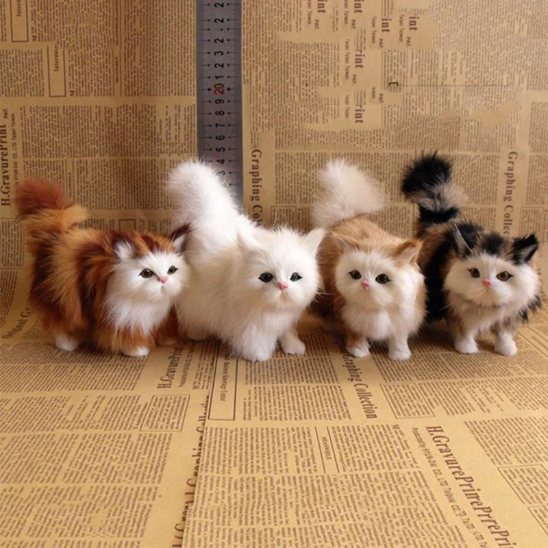 Cute Simulation Cat Plush Toys Soft Stuffed Kitten Model Fake Cat Realist - £10.46 GBP+