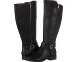 Women&#39;s GBG Los Angeles Black Leather Boots Knee High Wide Calf Size 9.5 - £31.74 GBP