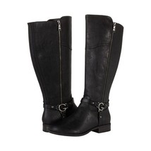 Women&#39;s GBG Los Angeles Black Leather Boots Knee High Wide Calf Size 9.5 - £32.14 GBP