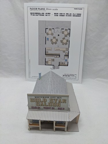 Paper Places 30mm Scale Whitewash City The Gold Star Salon Miniature Ter... - $13.37