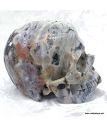 Large Sparkling Drusy Ocean Jasper Crystal Skull Metaphysical Karma Clea... - $695.00