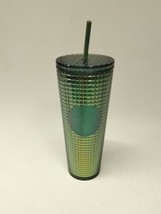 Starbucks 2022  Green Aqua Grid Rainforest Venti Tumbler 24oz Cup/Lid - £18.87 GBP