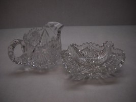 Heavy Crystal Candy Dish Small Pitcher Creamer American Brilliant Patterns - £33.07 GBP