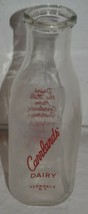 Vintage Carrland&#39;s Dairy Ferndale NY Quart Glass Milk Bottle Red Logo - £29.41 GBP