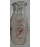 Vintage Carrland&#39;s Dairy Ferndale NY Quart Glass Milk Bottle Red Logo - £29.33 GBP