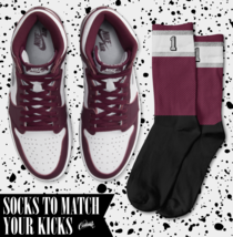 STRIPES Socks for Air J1 1 High OG Bordeaux Metallic Silver 6 Shirt - £16.53 GBP