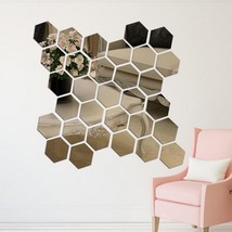 12Pcs 3D Mirror Hexagon Vinyl Removable Wall Sticker Decal Home Decor Art DIY - £23.17 GBP+