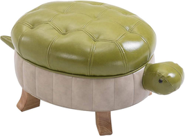 Kelendle Animal Footstool Turtle Upholstered Ottoman PU Leather Pouf Wood Foot S - £137.42 GBP