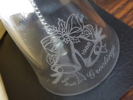 1986 Glass etched Christmas bell with greetings   and metal handle  #126 - £3.92 GBP