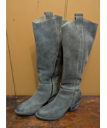 Born Avery Knee High Boot Distressed Leather Mid Heel Round Toe Womens S... - $76.26