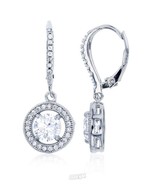 Sterling Silver 6mm Halo Dangle Earrings Silver No Size - $18.99