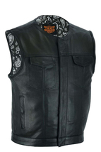 Men&#39;s Leather Vest Custom Paisley Motorbike Gun Pockets Motorcycle Waist... - £55.95 GBP+
