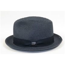 Men's Bently Semi Crushable Fedora Pinch Front Briad Hat Leonardo LE232 Navy image 5